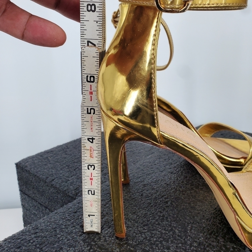 Liliana Metallic Gold Ankle-Strap Stiletto Heels - Picture 6 of 13